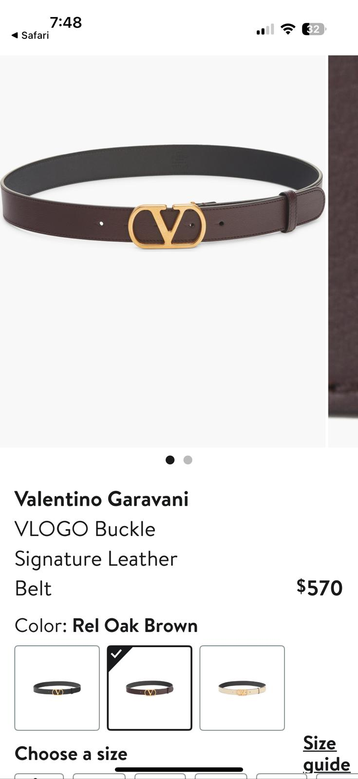 Valentino Garavani Belt VLOGO Buckle Signature Leather Rel Oak Brown ANA09111