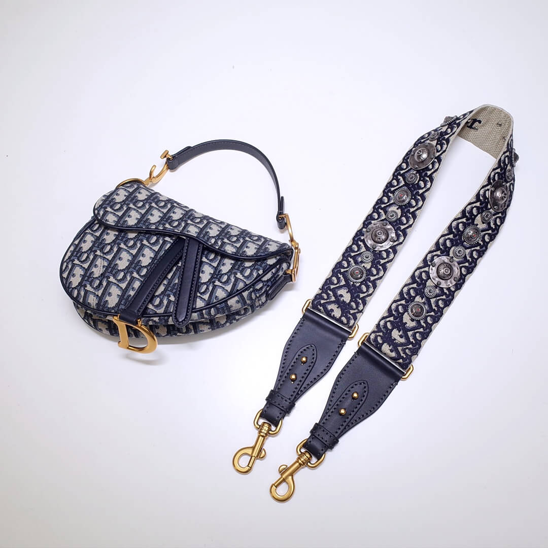 do saddle bag 21cm embroidery 6815 blue gold buckle