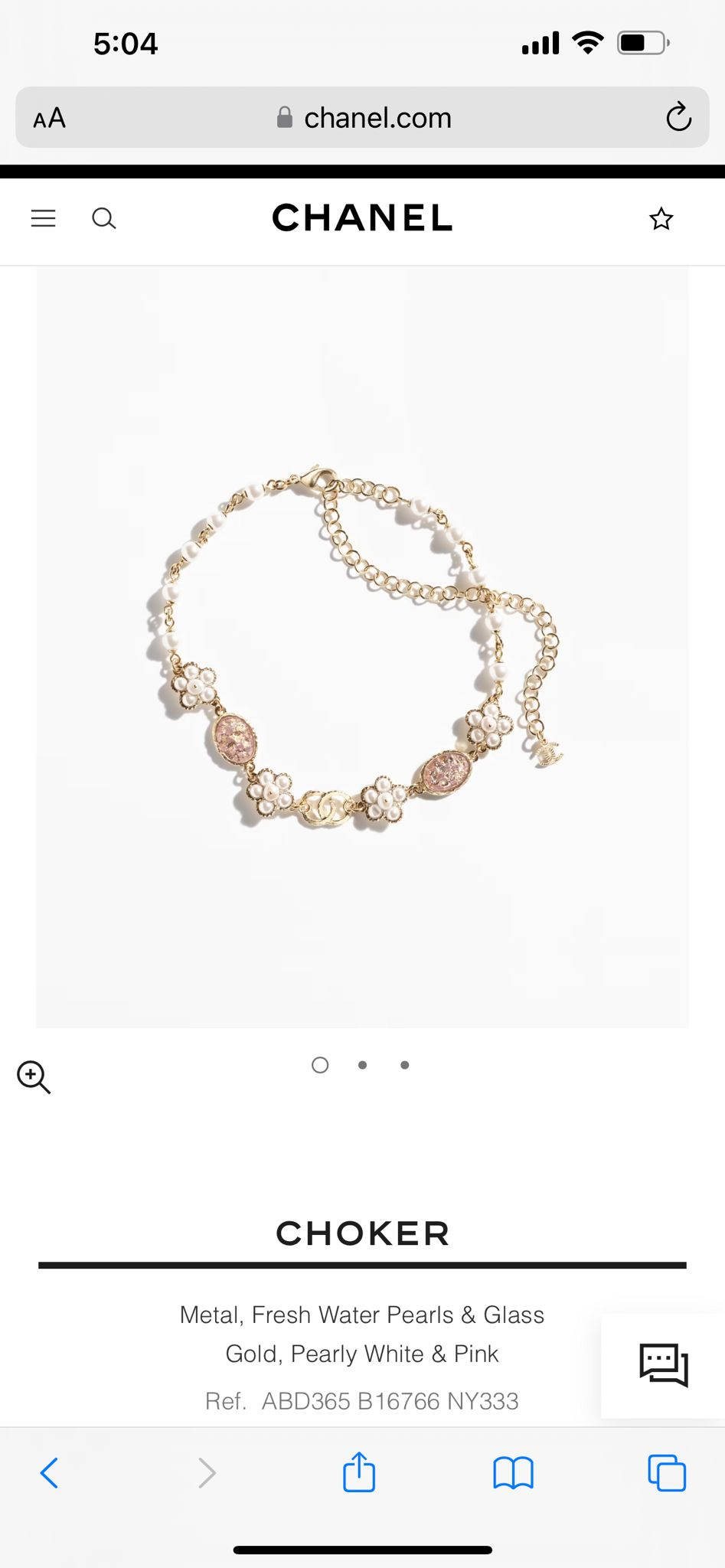 cha metal fresh water pearls glass gold pearly white pink necklace abd365