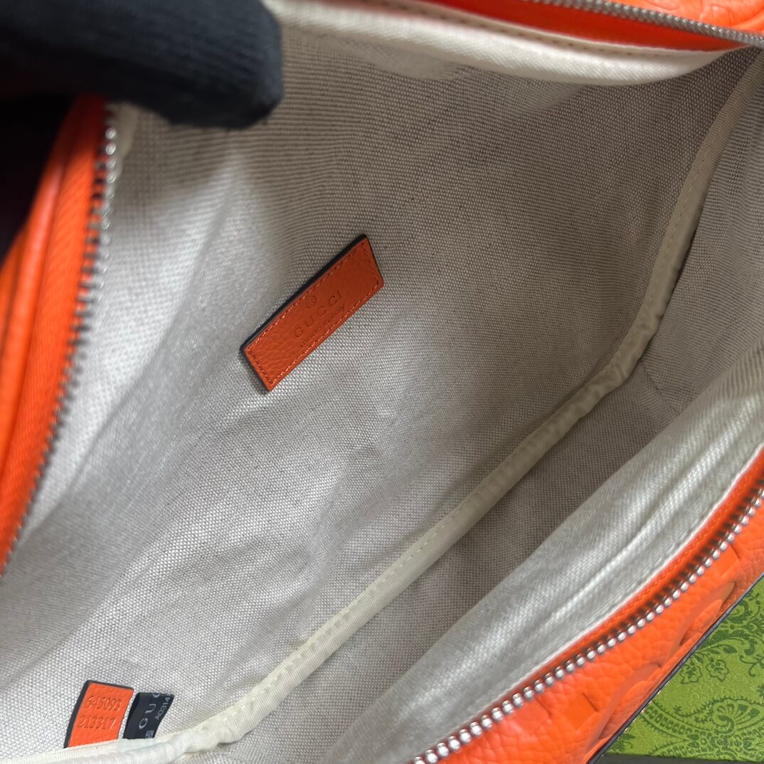 gg 645093 fanny pack 28cm orange cowhide real leather