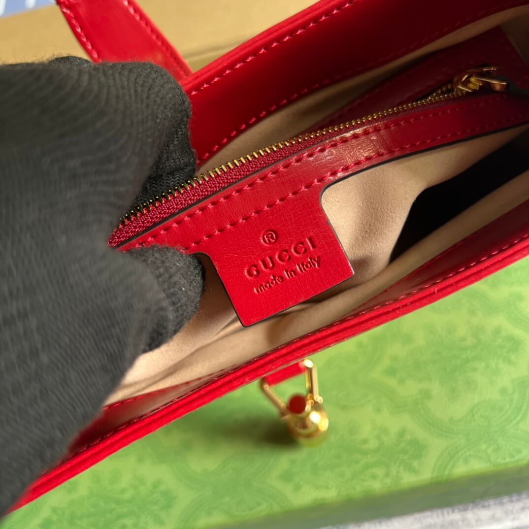 gg636709 subaxillary bag 28cm red cowhide