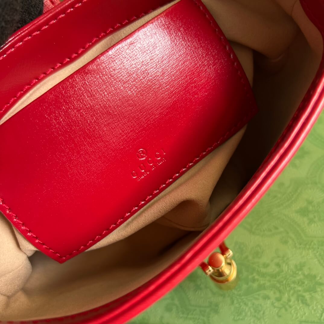 gg637091 handbag subaxillary bag 19cm red cowhide