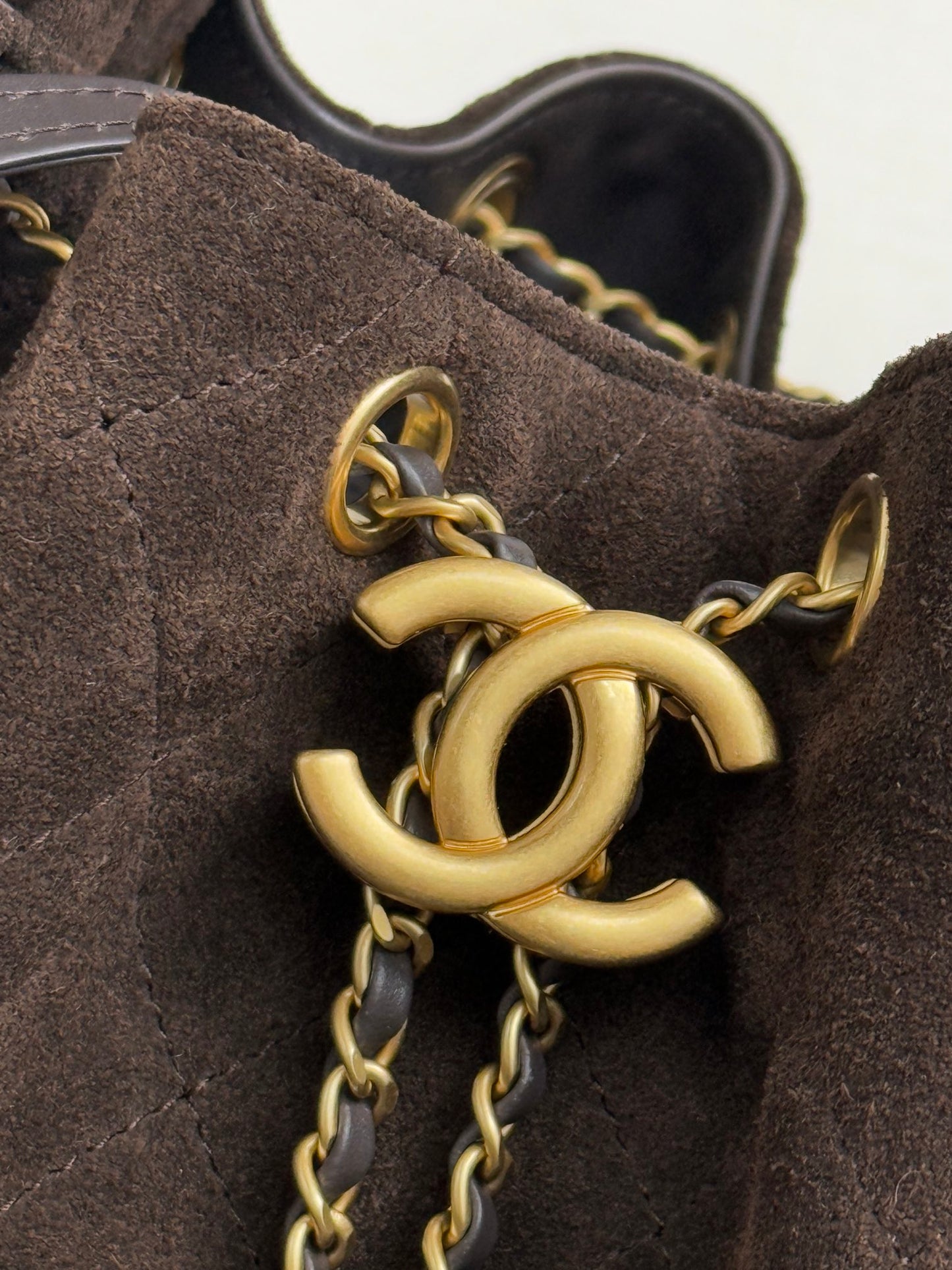 Chanel 25kHOBO Bag Dark Brown Suede Leather 40cm YL15930