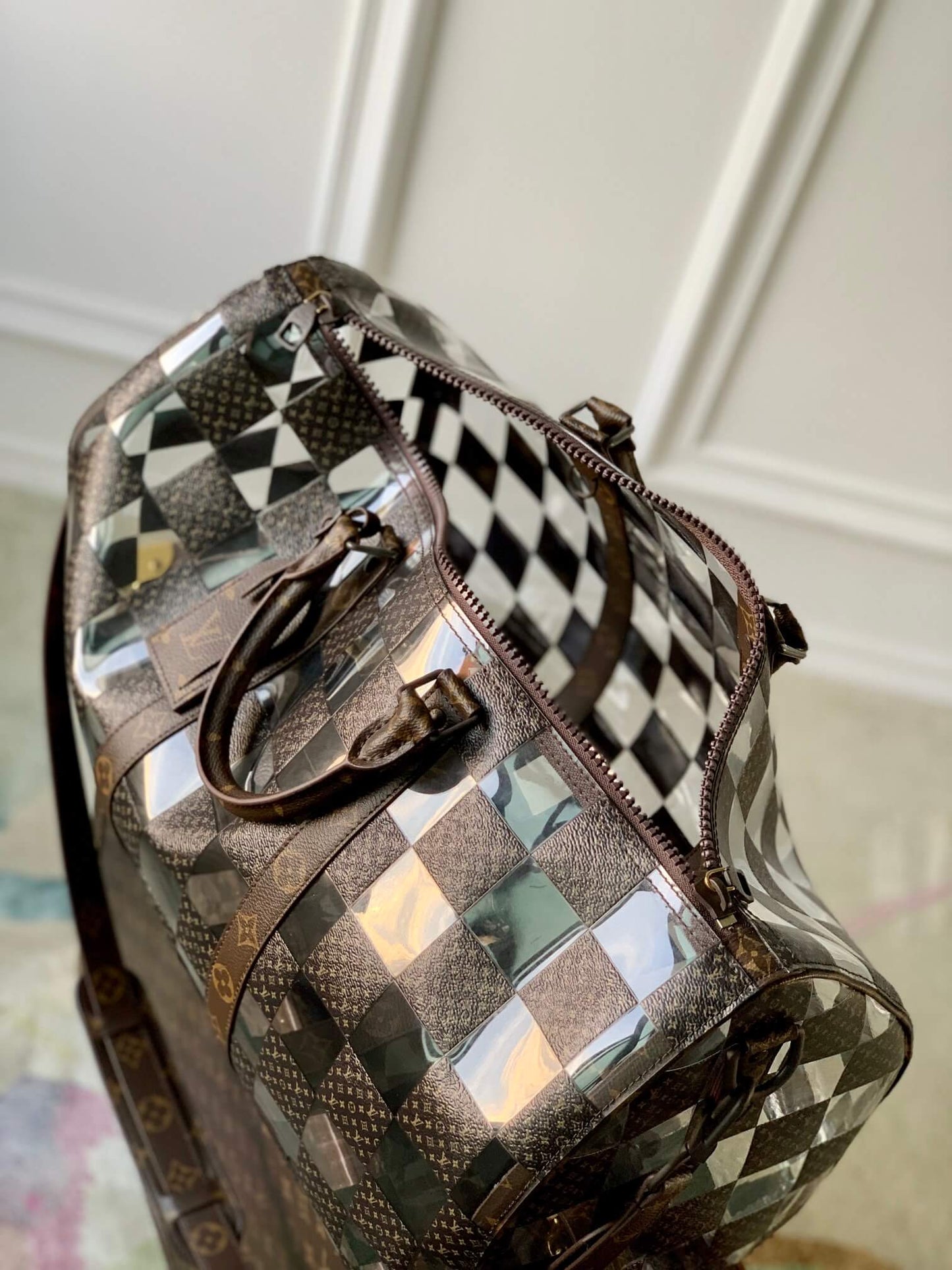 m20864 keepall bandouliere 50 monogram chess brown