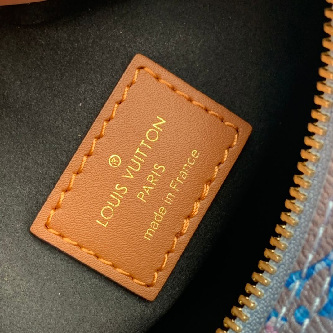 m21183 loop moon bag metallic coated canvas 23cm blue subaxillary bag shoulder bag cross body bags monogram