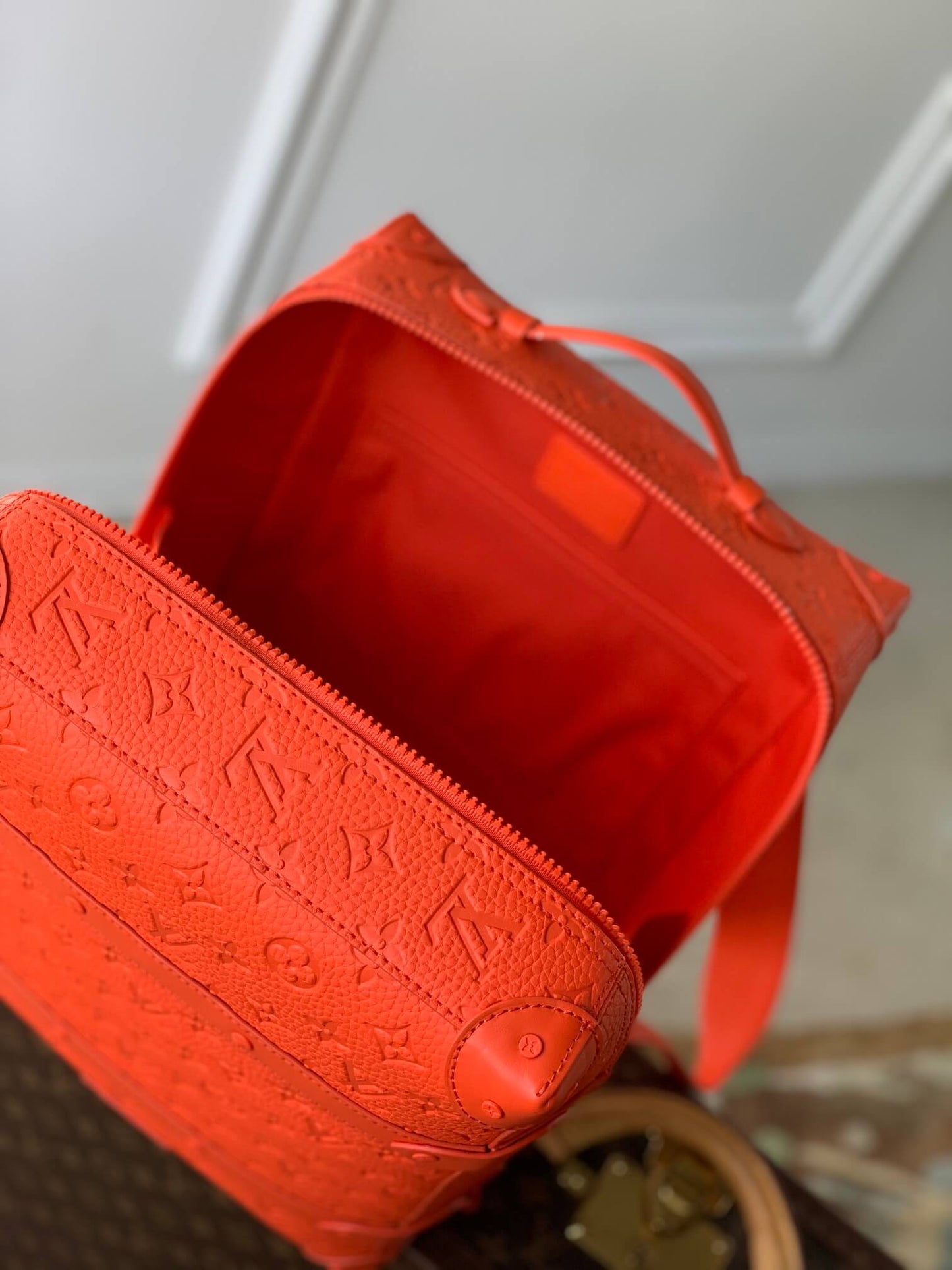 m44752 bumbag boxed package monogram 36cm orange cowhide real leather classic and exquisite box bag