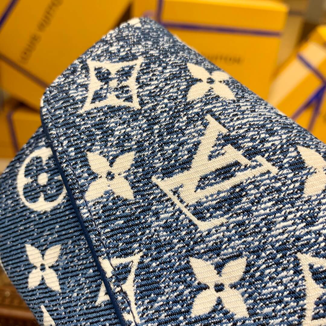 m81183 blue jeans sarah monogram wallet clutch bag 19cm