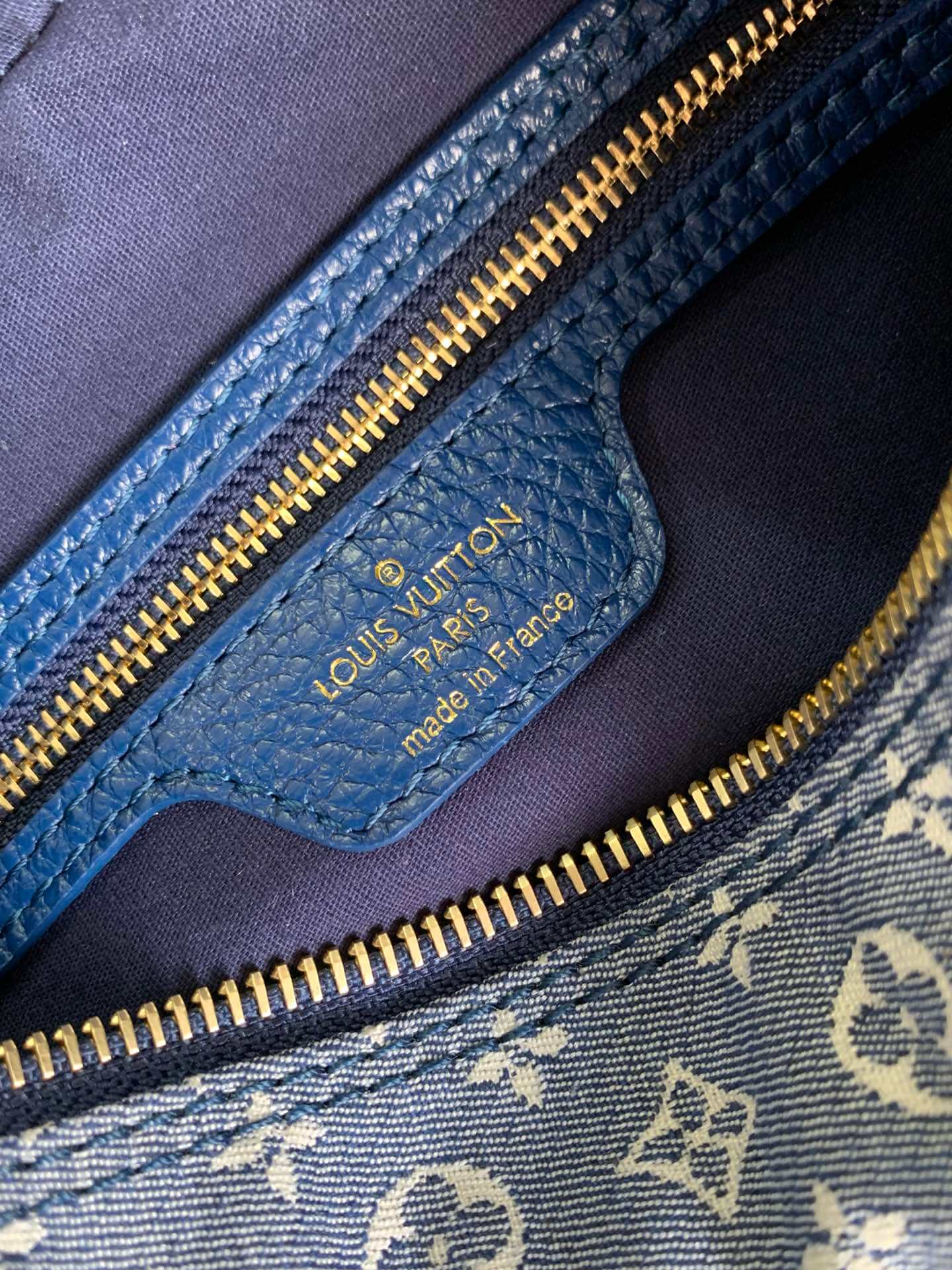 m95225 boulogne monogram unisex shoulder bag denim blue 19cm