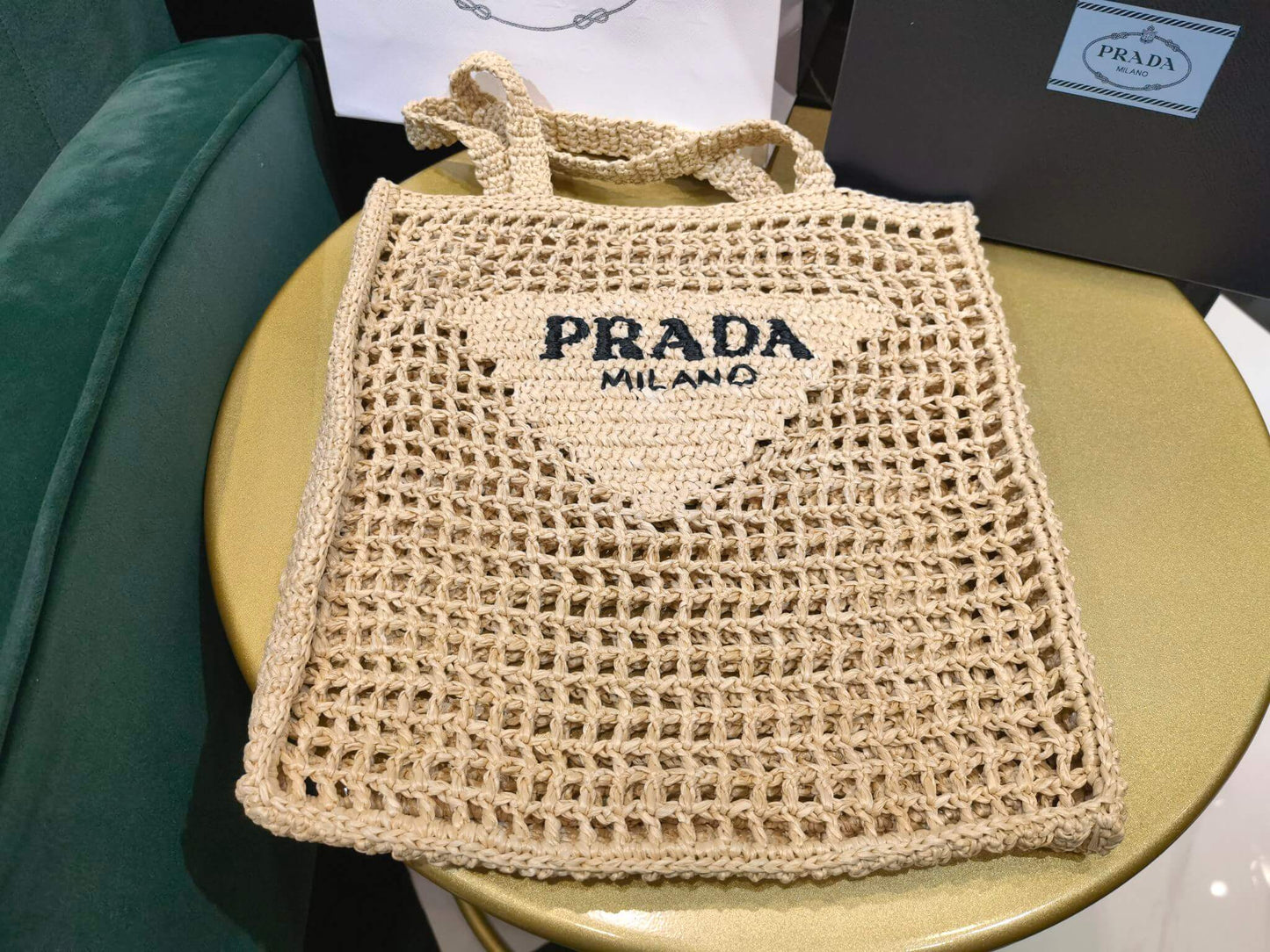pra 1bg393 coconut fiber tote bag 36cm apricot