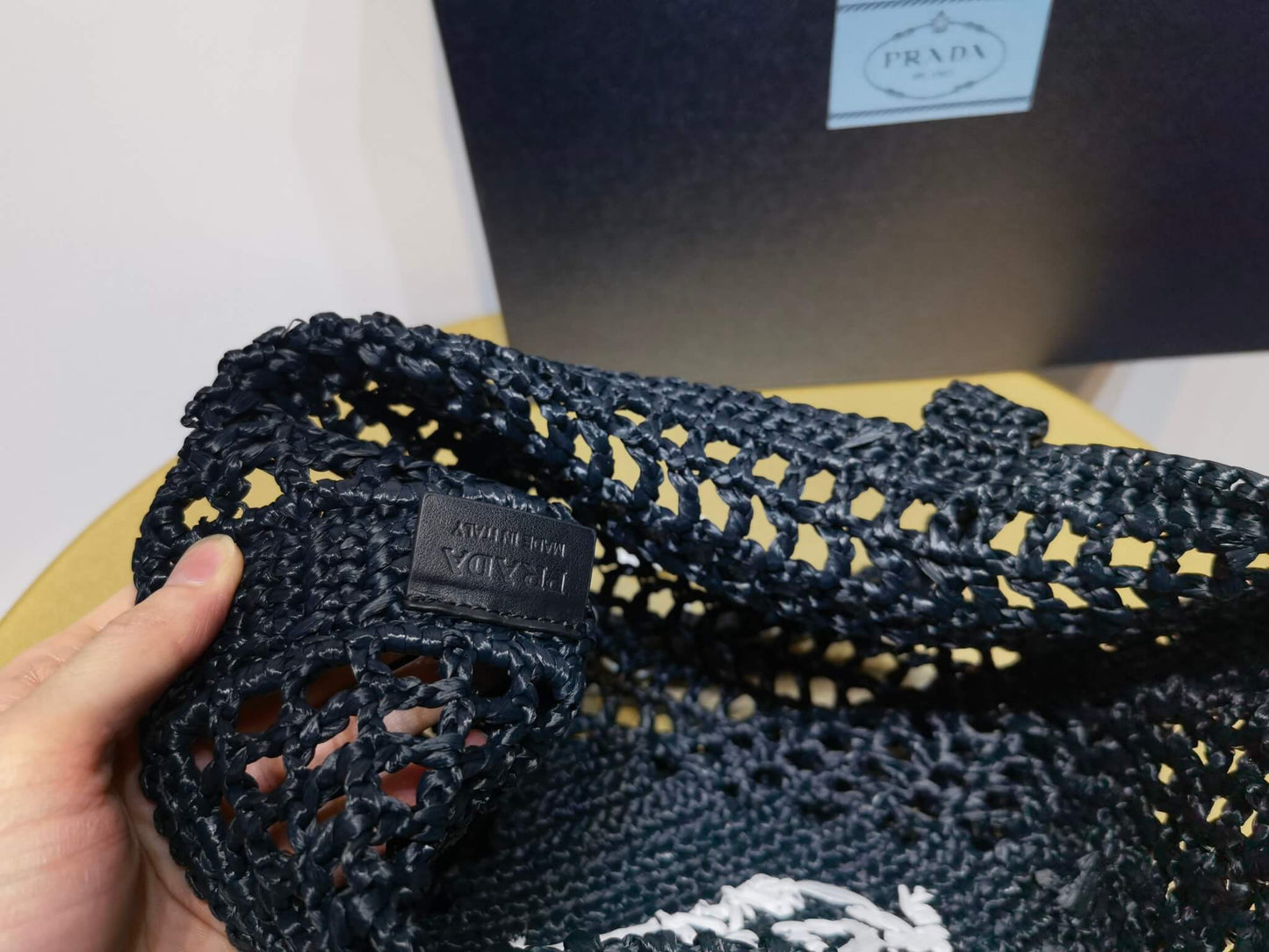 pra 1bg393 coconut fiber tote bag 36cm black