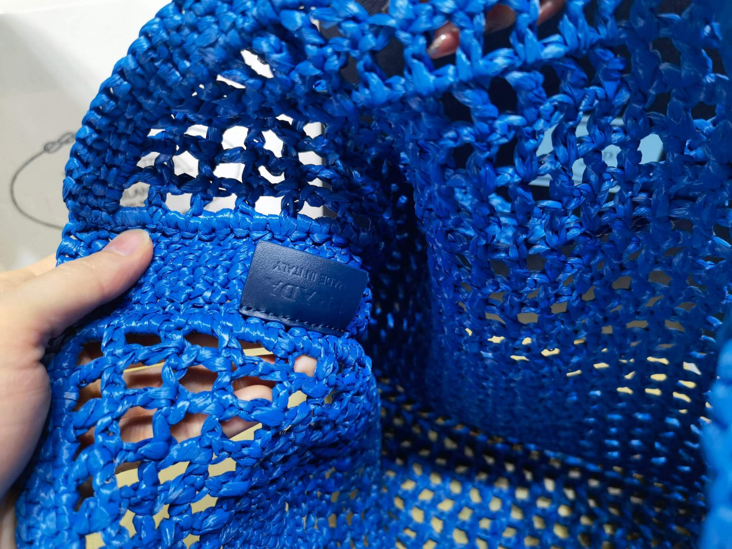 pra 1bg393 coconut fiber tote bag 36cm blue