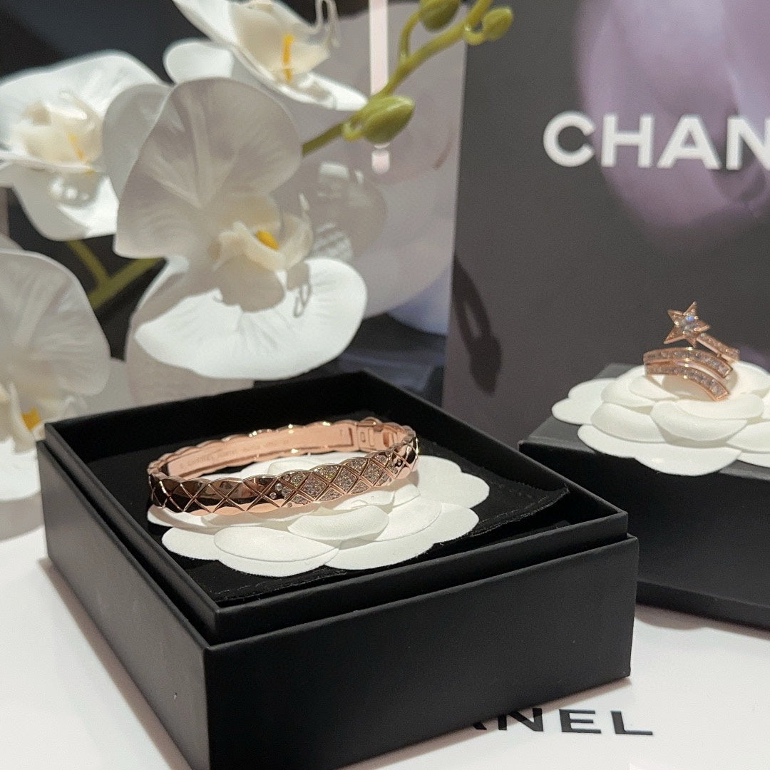 chanel high end jewelry series diamond bracelet with diamonds and checkers high end light luxury comet diamond ring szc4
