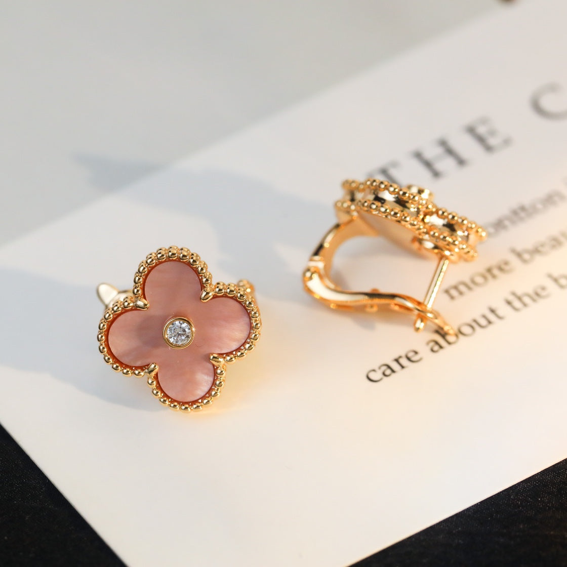 advanced and personalized four leaf clover studded with diamond fritillaria earrings eh13168a52