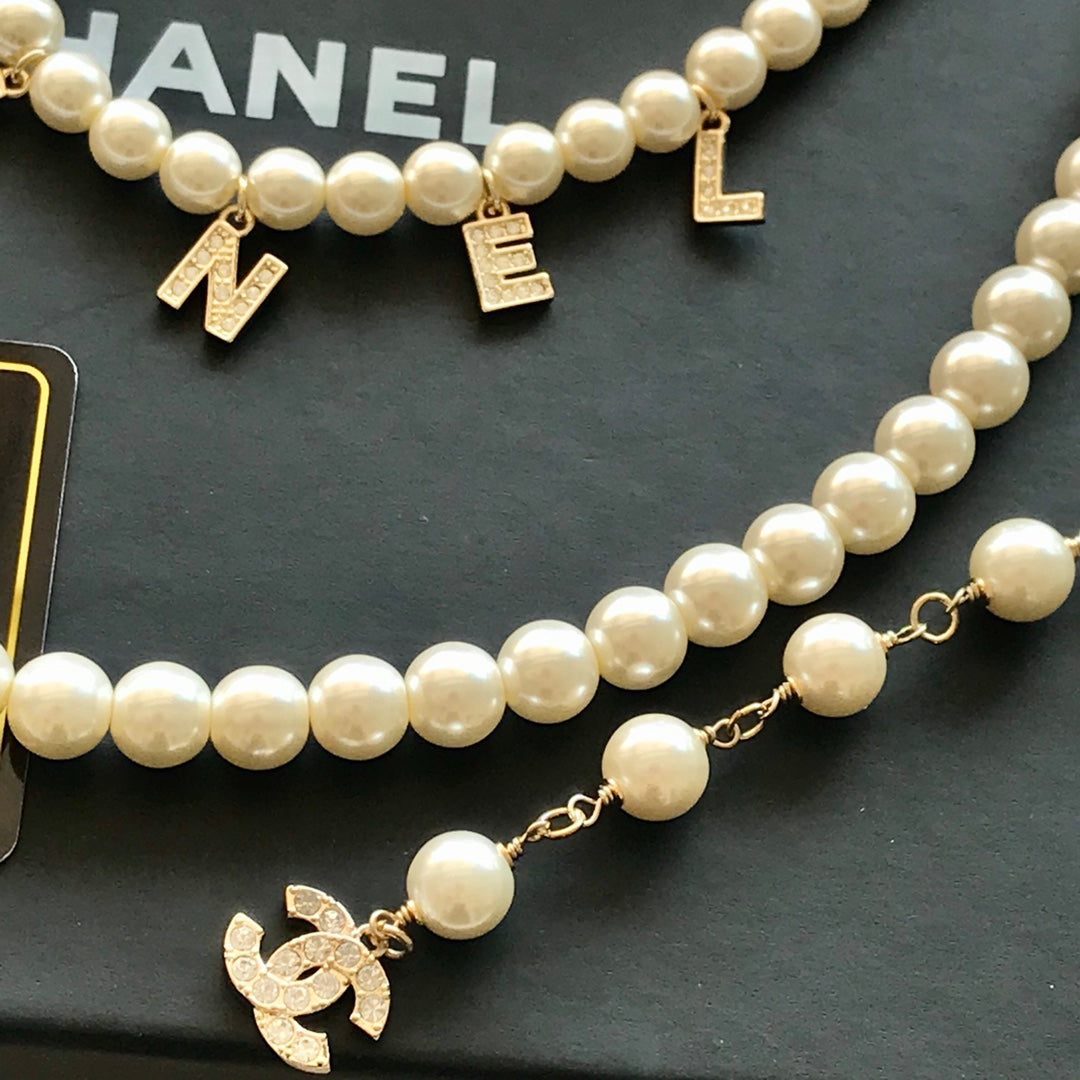 chanels new pearl double layered classic waist chain versatile yla1
