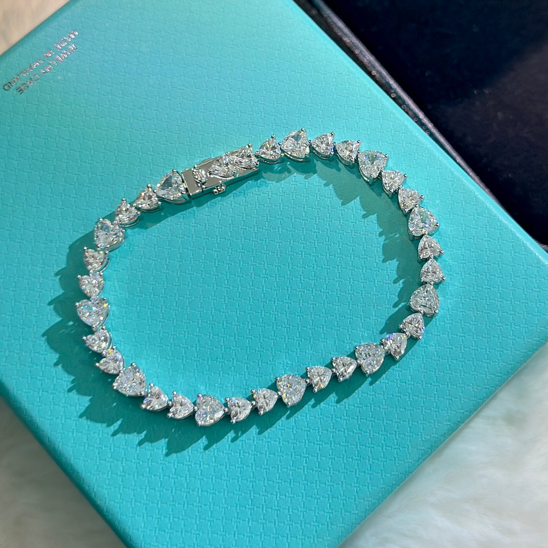 graff light luxury pure silver full diamond heart full sky star bracelet sla46