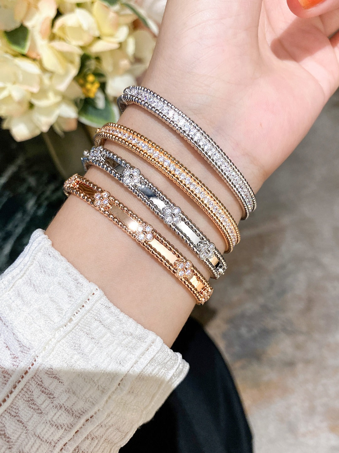 new platinum rose gold kaleidoscope bracelet full diamond row diamond bracelet sla24