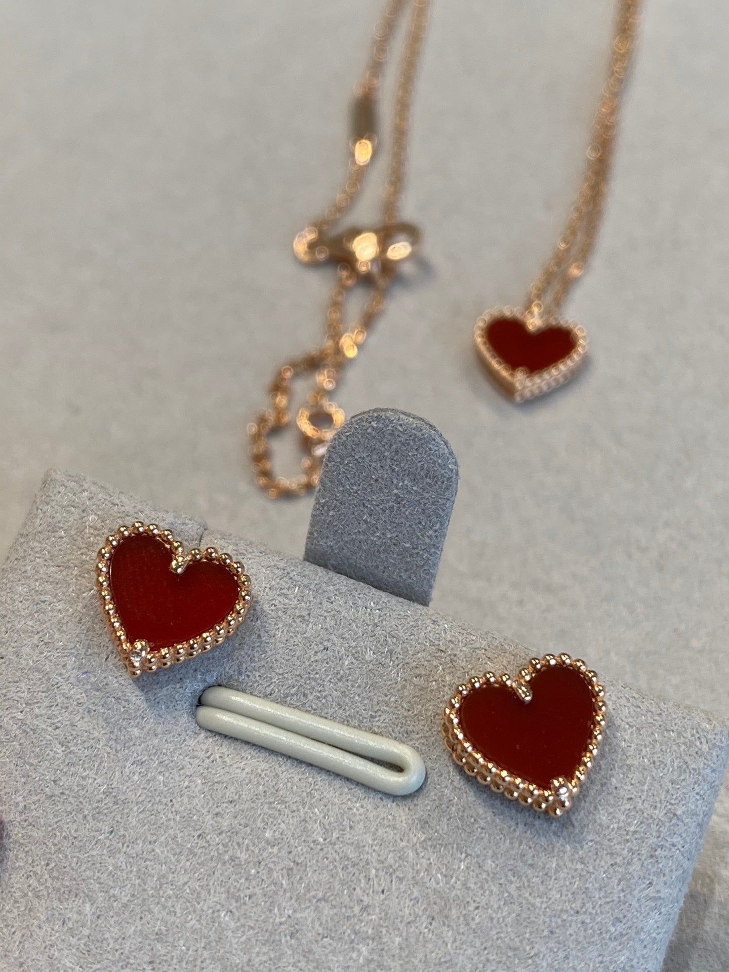 premium light luxury love rose gold ruby necklace xla61