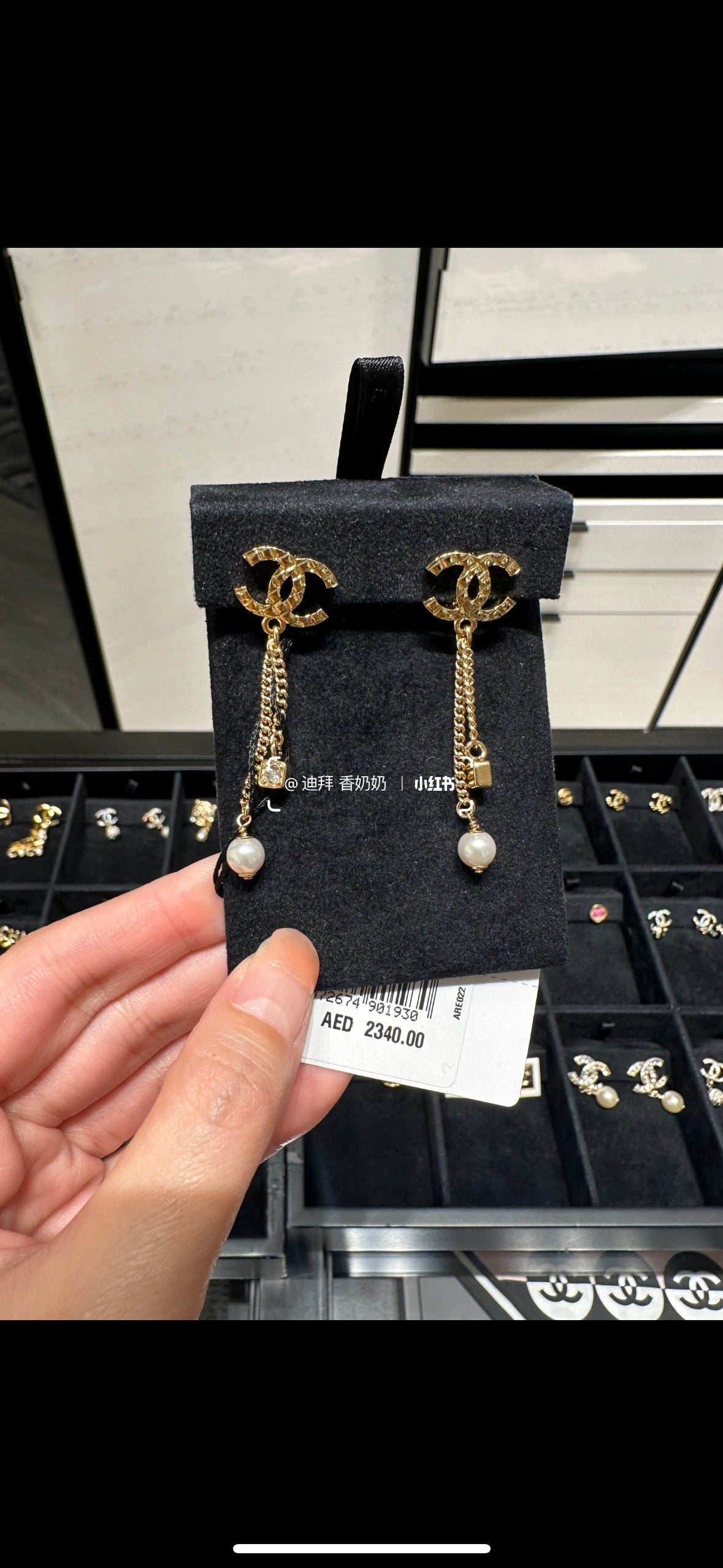 european and american high end square tassel diamond double c pearl earrings eha81
