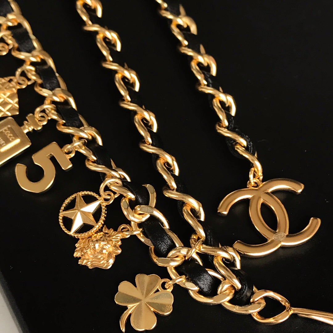 chanels latest versatile woven waist chain black waist chain yla5