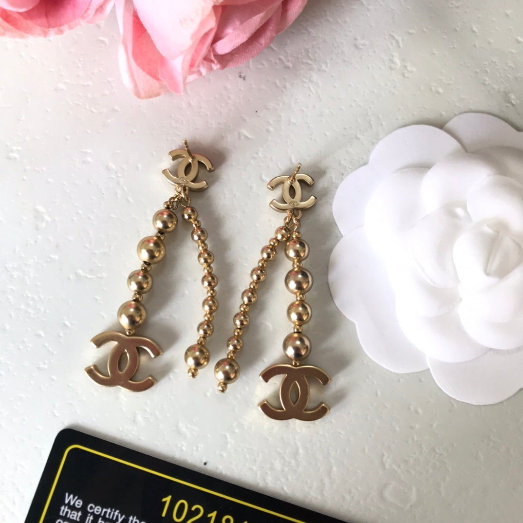 new versatile round bead tassel double c earrings eha80