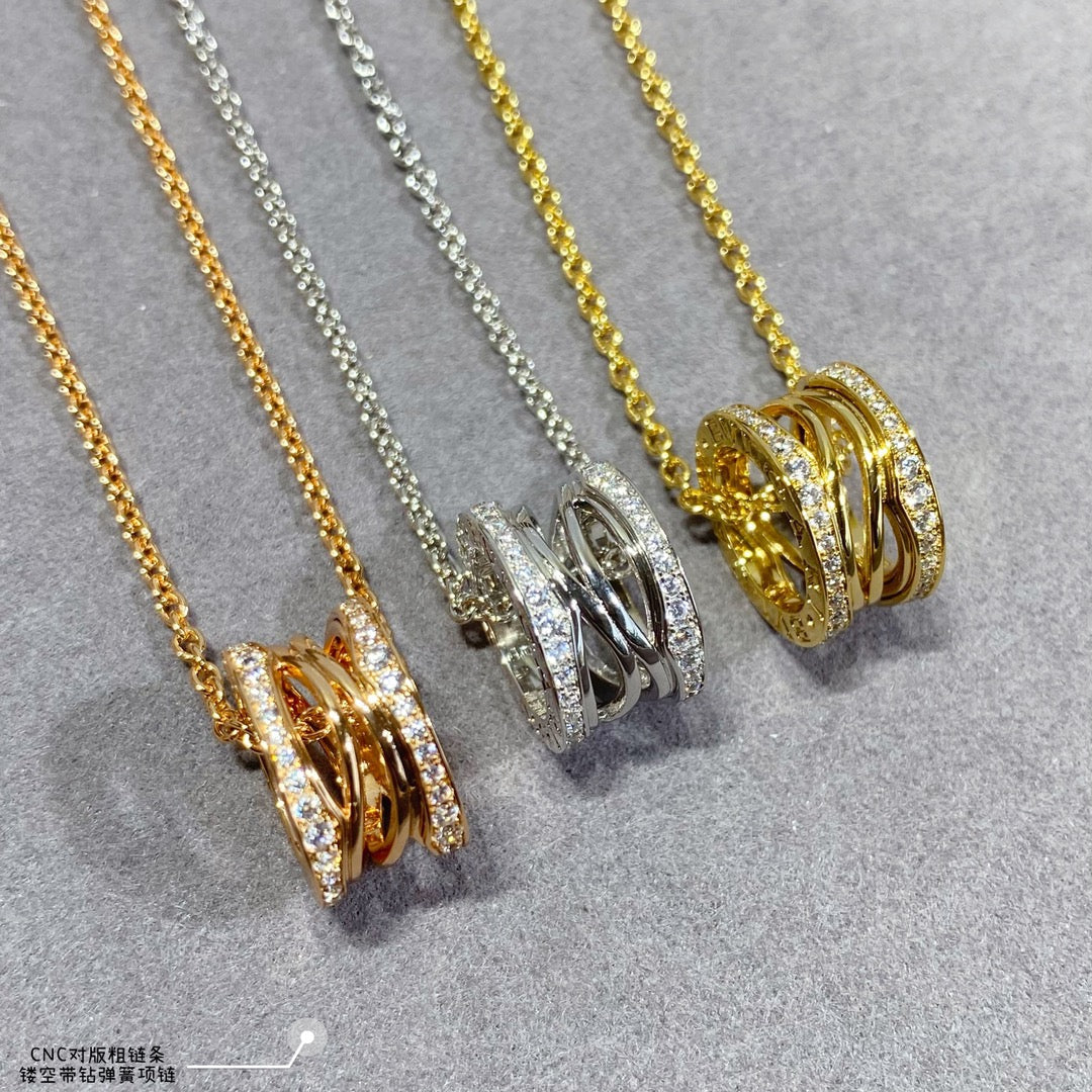 bulgari fashion small waist hollow with diamond spring necklace xla51