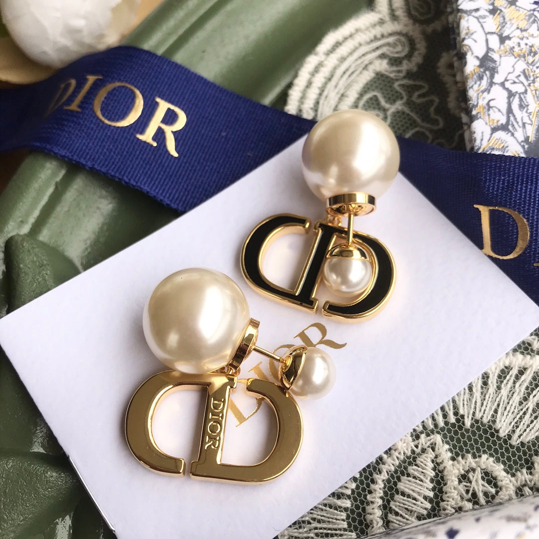 diors new personalized black cd set necklace pearl earrings xla92