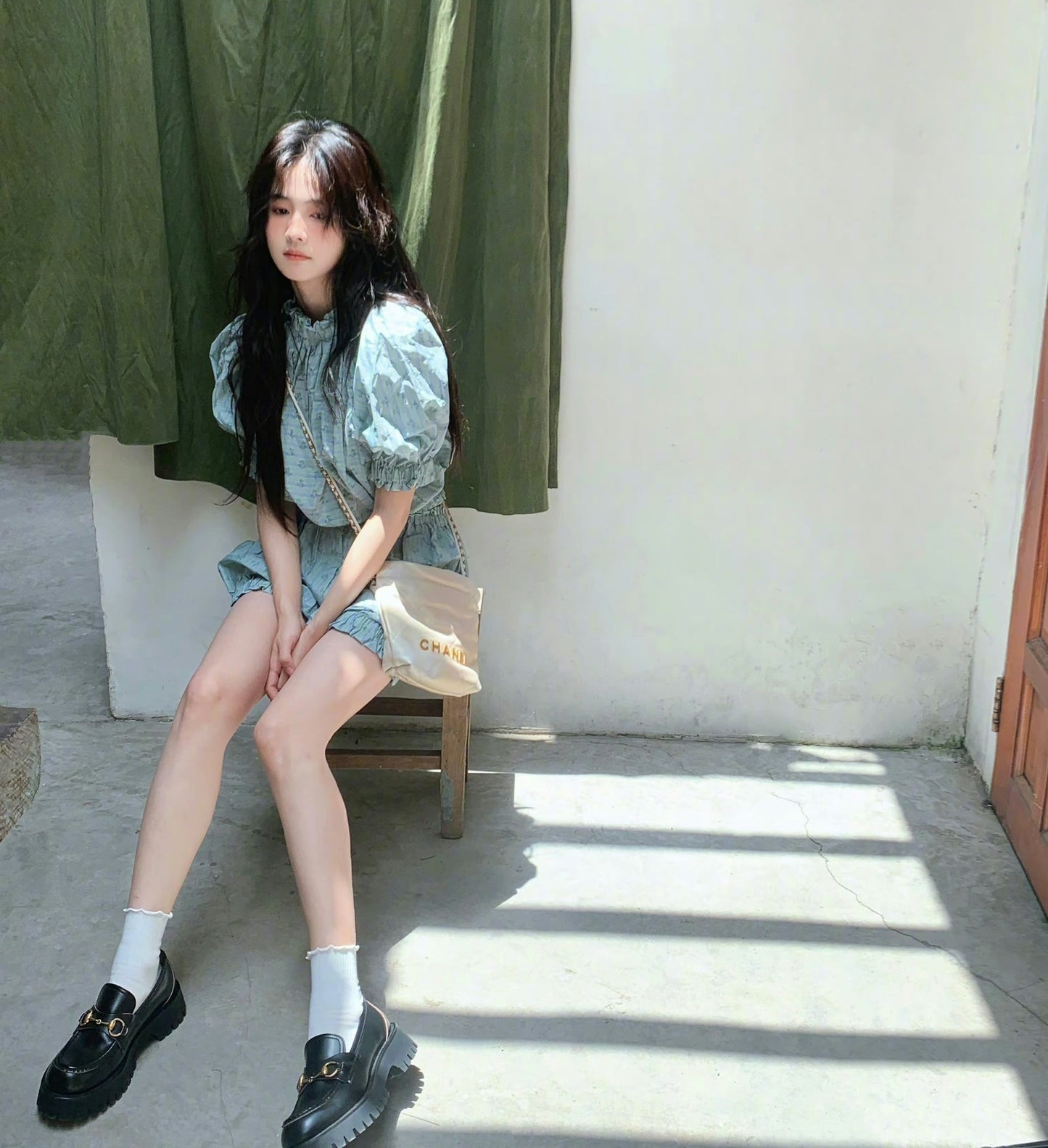 ggs new little leather shoes british style gold bee thick sole single shoes internet red lefu shoes xzh110