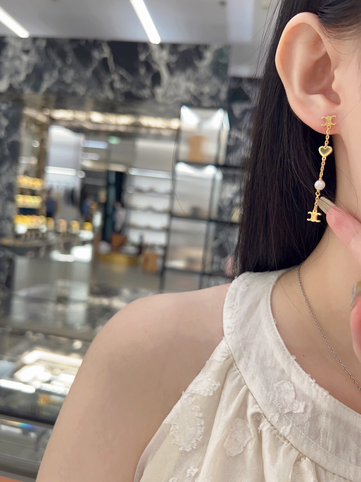 niche love triumphal arch long tassel gold earrings eha93