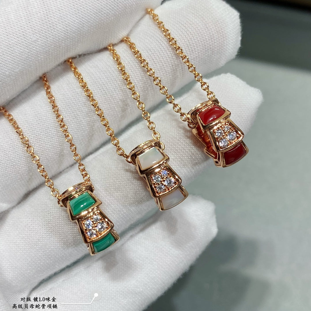 new versatile premium beimu spacer diamond snake bone rose gold necklace xla84