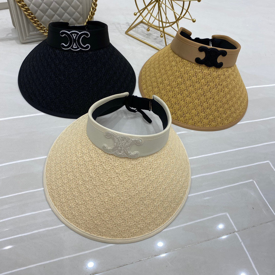 new versatile summer color blocking black rubber uv resistant empty top hat mza46