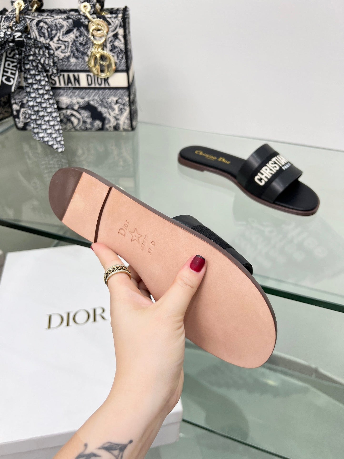 letter embroidered flat bottomed color block womens slippers xzh159