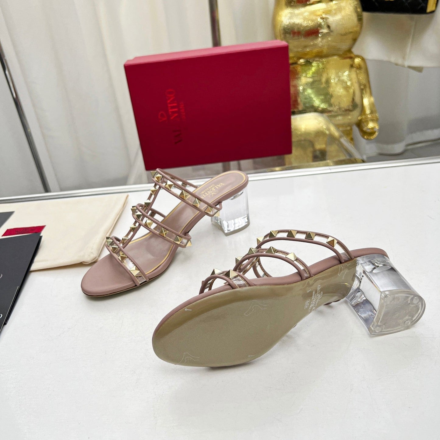 rivet sandals crystal thick heels open toe high heels single shoe xzh148