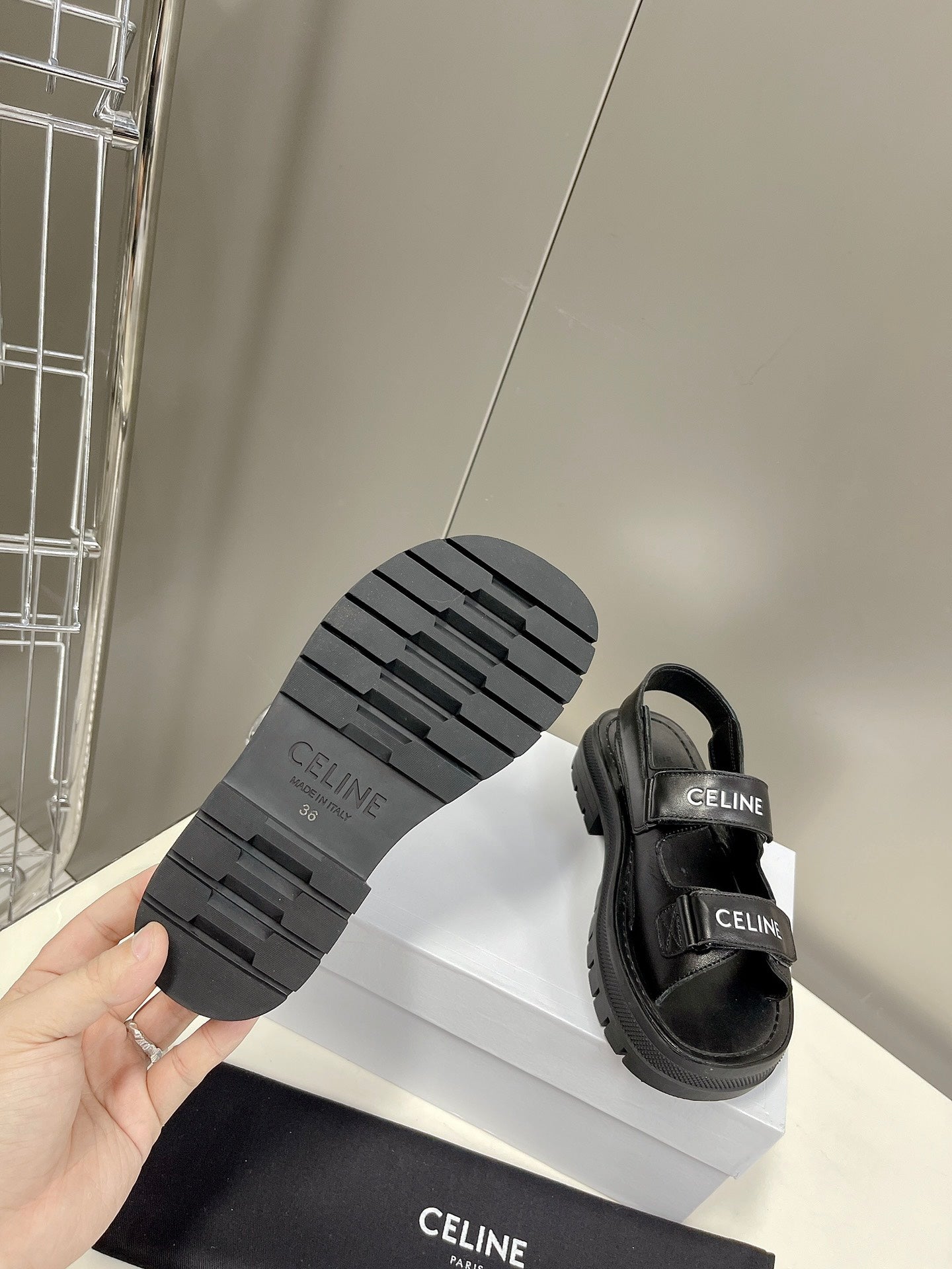 celine black open toe soft sole beach sandals xzh86
