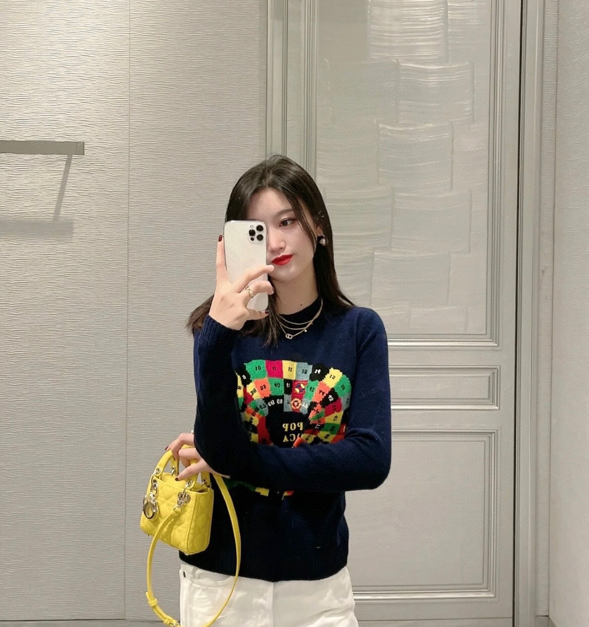 cd letter size pearl gold curved earrings eha144