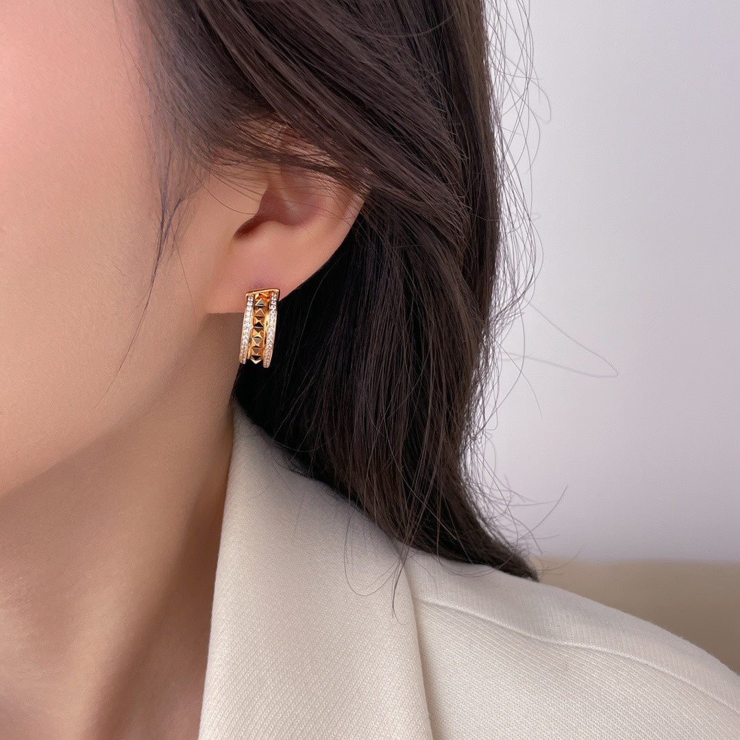 light luxury diamond rose gold circle couple ring eha146