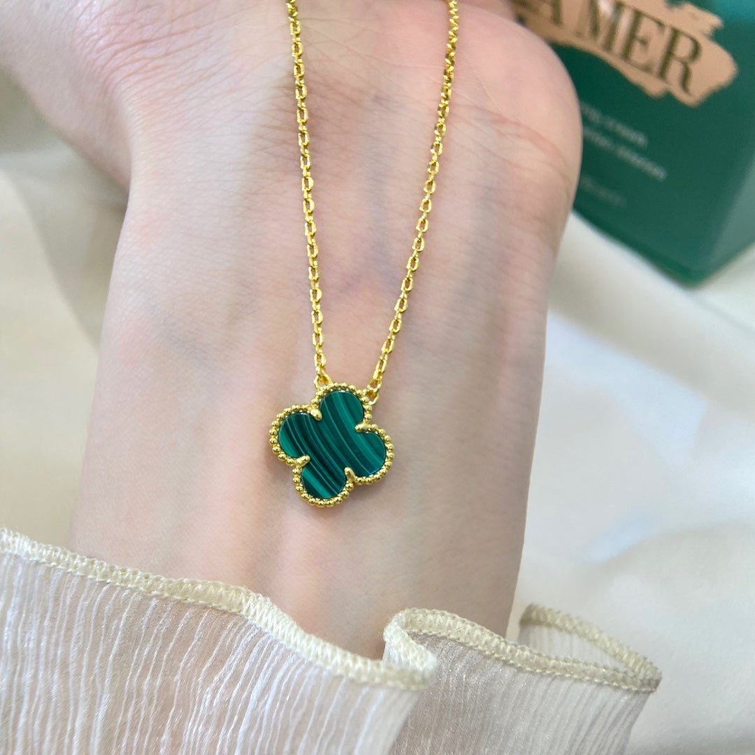 classic four leaf grass light luxury and unique necklace rose gold malachite collar chain xla105