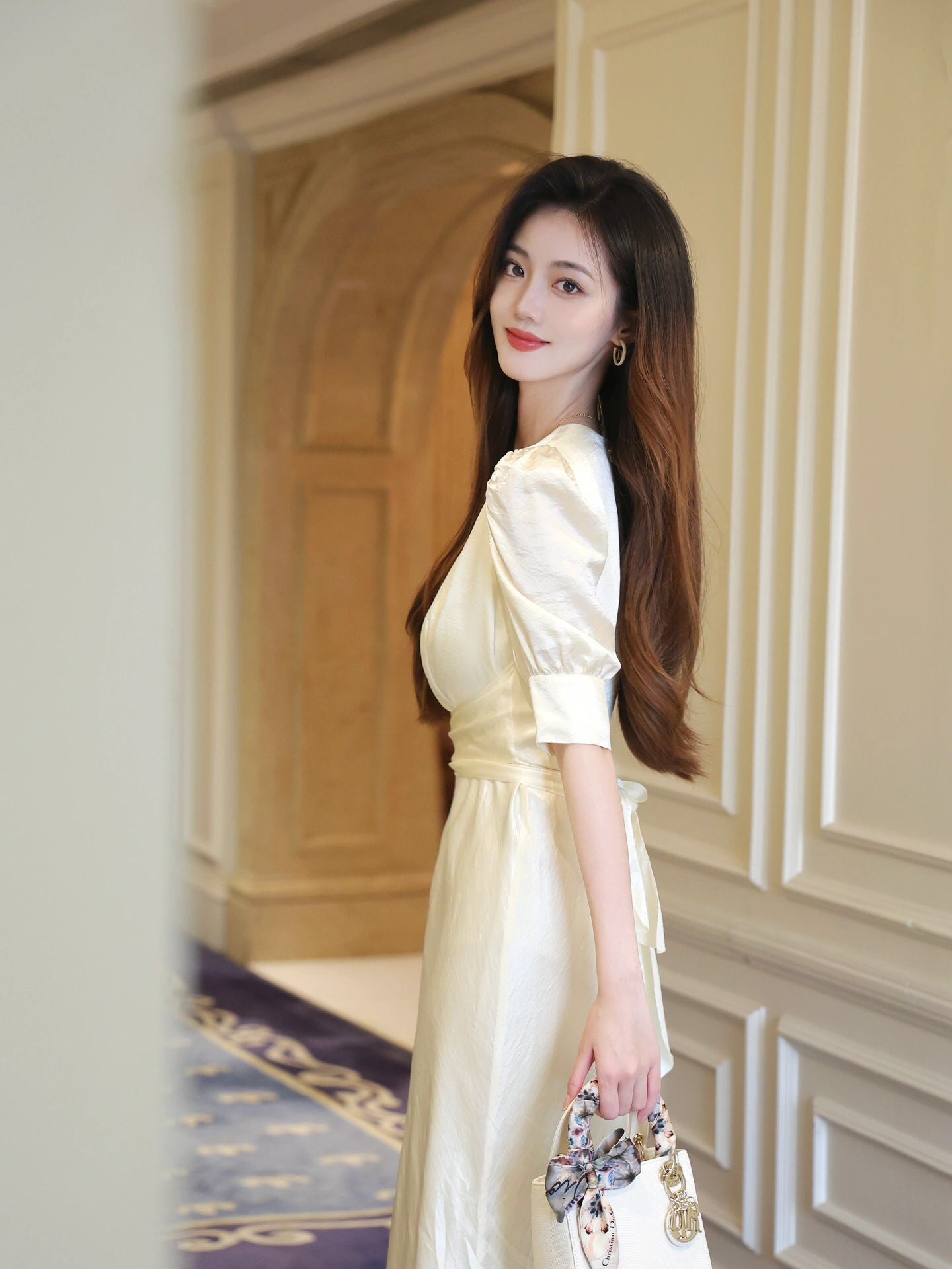 light luxury celebrity style milk tea letter gold simple and versatile earrings eha139