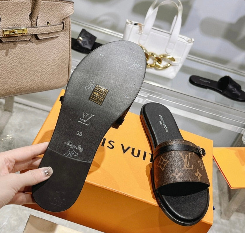 casual leather vintage brown flat sandals xzh163