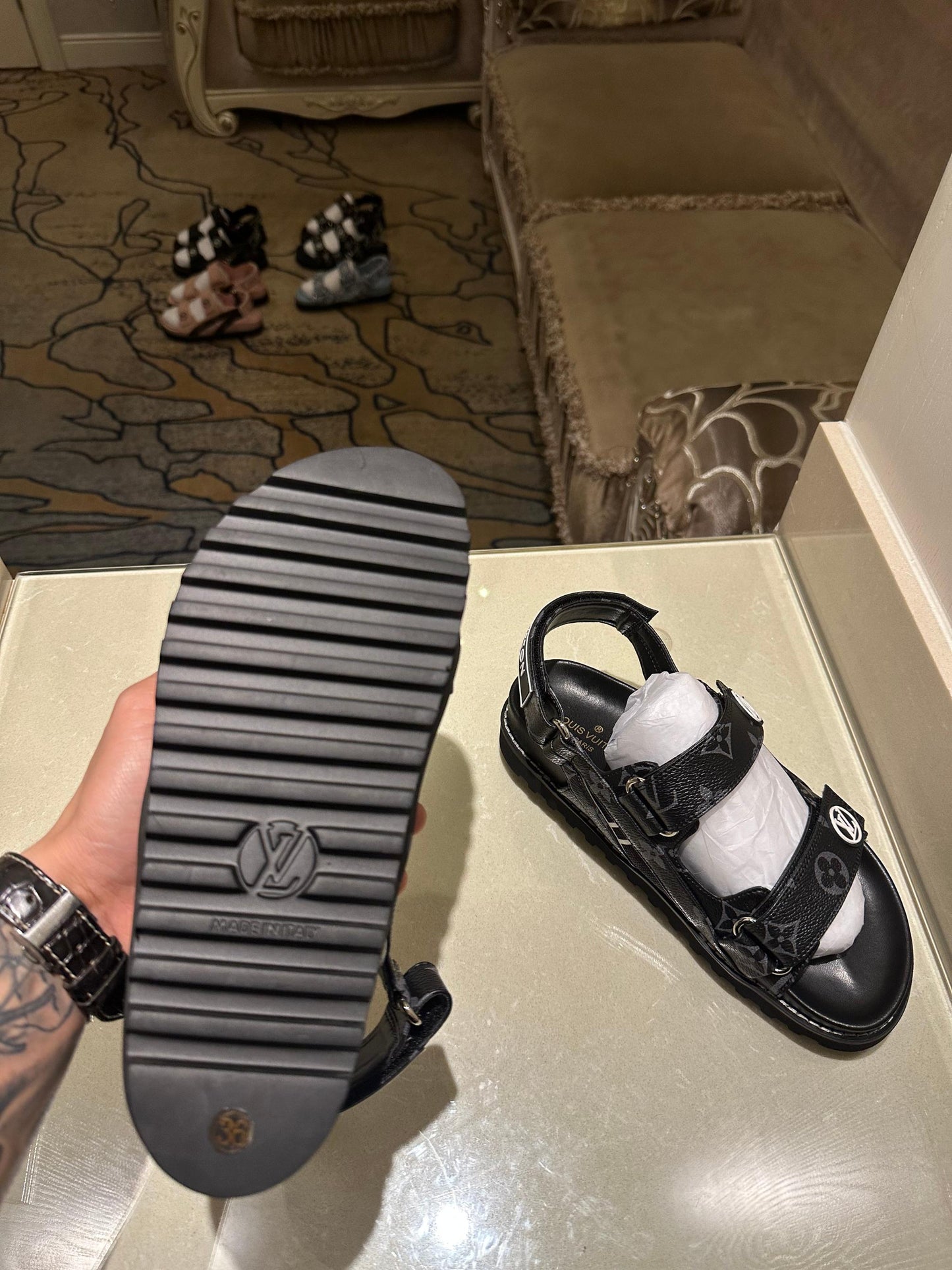 sandals mens black casual flat leather sandals and slippers xzh167