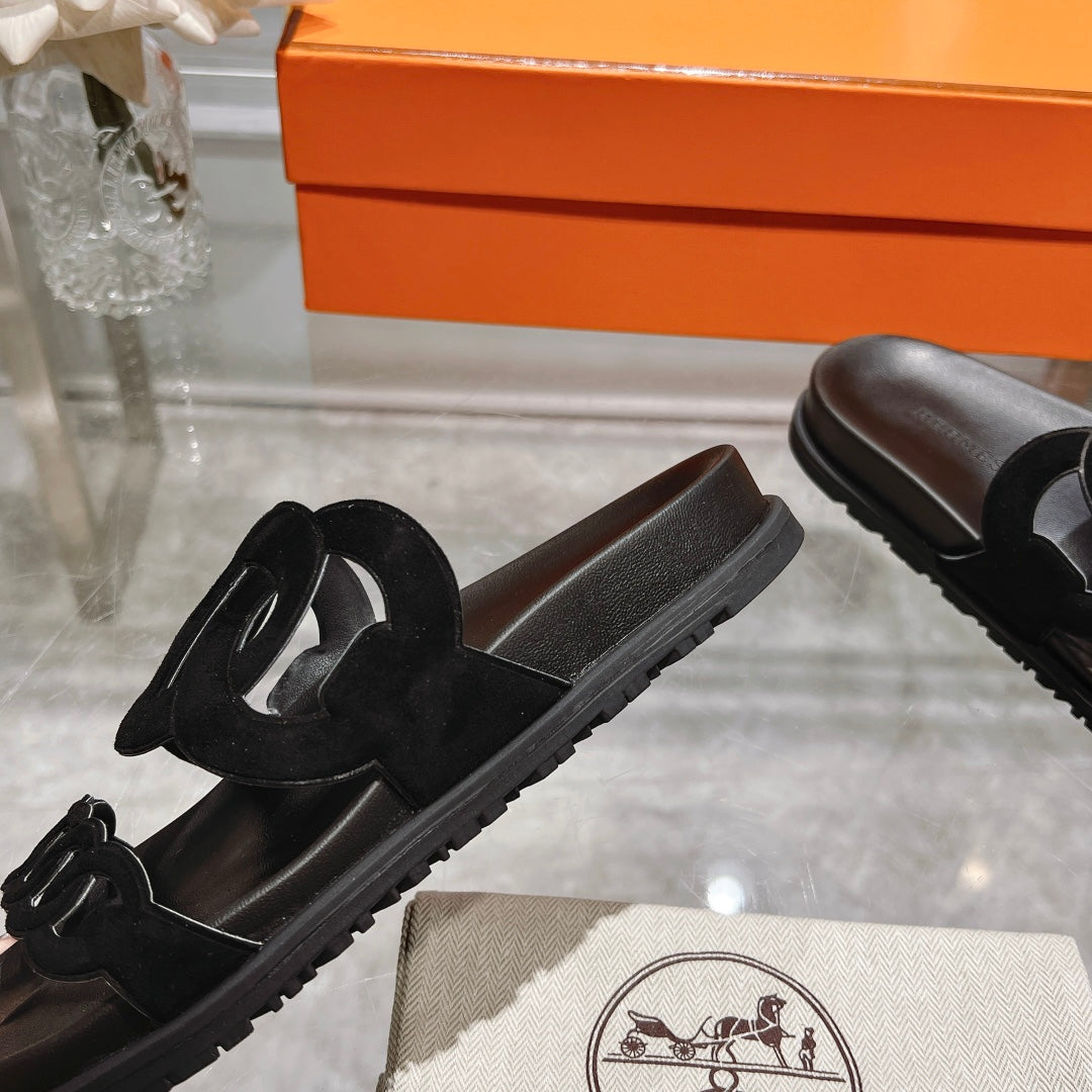 sandals black second uncle hollow pig nose chain mens slippers xzh173