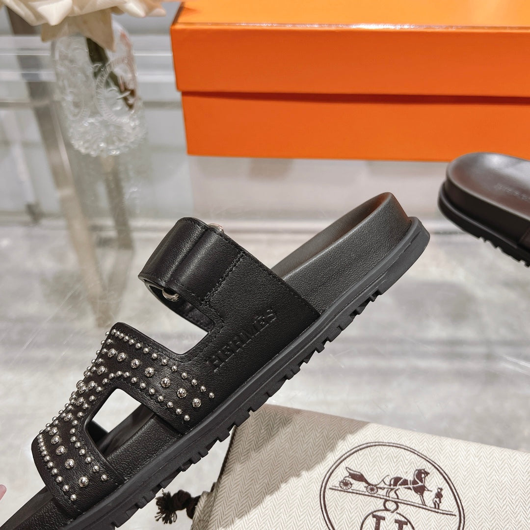 flat velcro black pig nose mens sandals and slippers xzh175