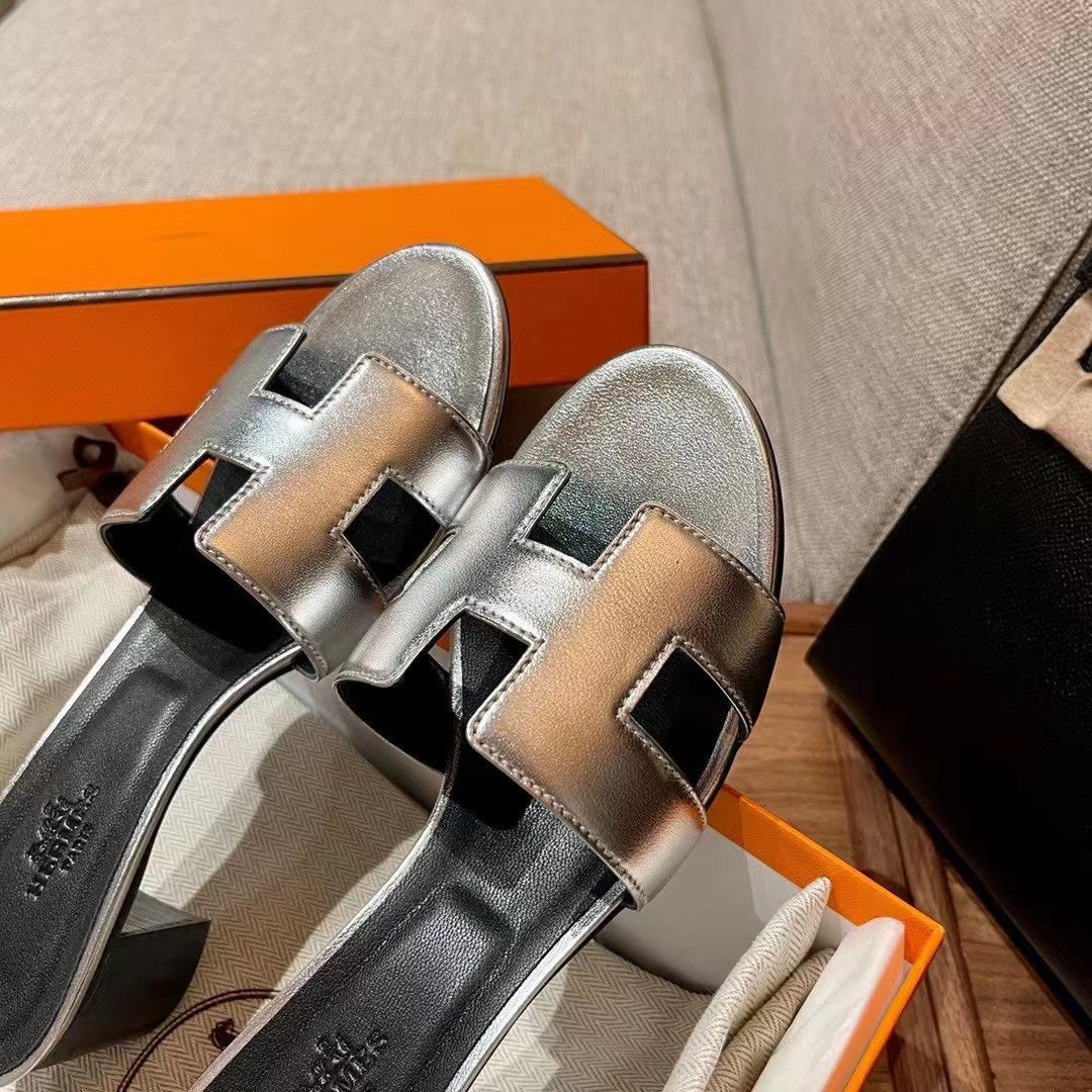 silver sheep pattern h medium heel womens shoes for external wearing of slippers xzh201