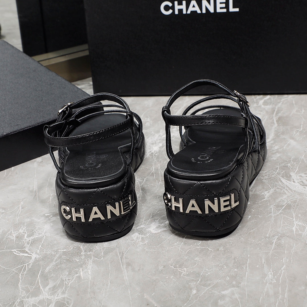lingge black thick sole sponge cake sandals and slippers xzh142