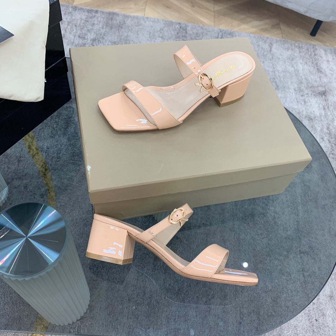 gianvit thick heeled sandals for women wearing patent leather bare color single shoes xzh179