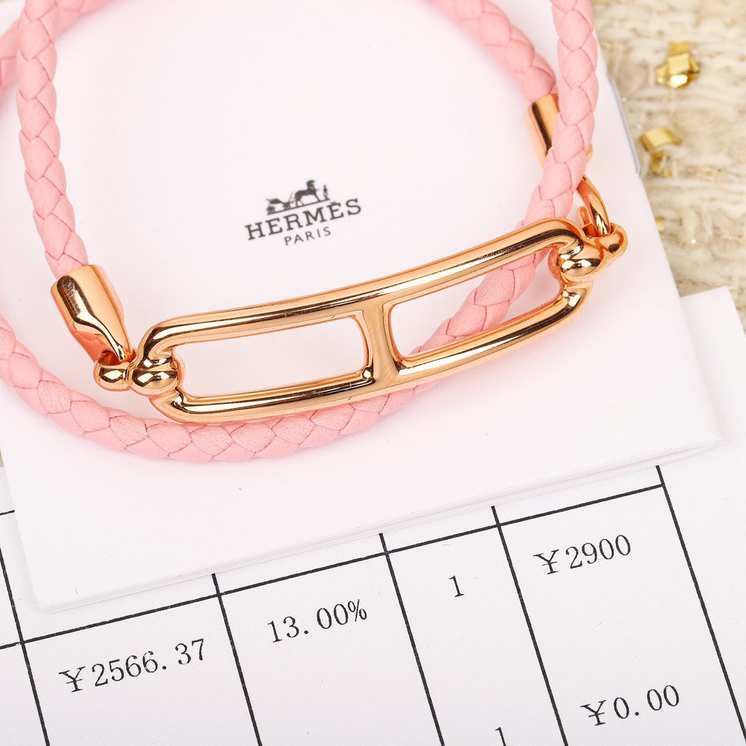 sakura pink leather rope bracelet sla184
