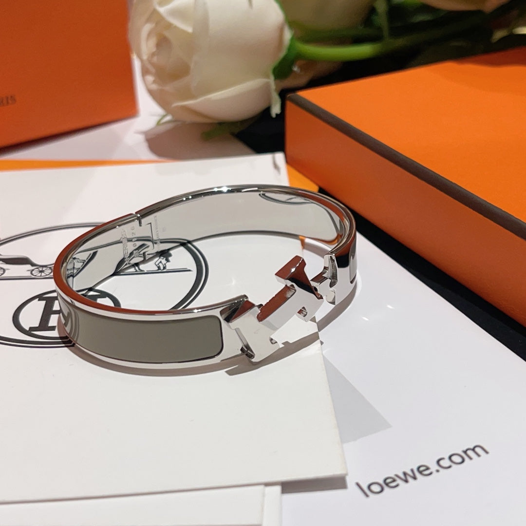 h colorful grey enamel platinum bracelet slc22