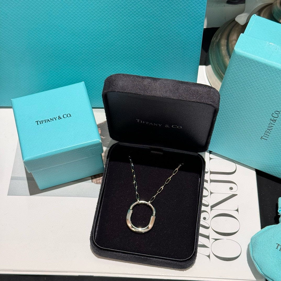 18k platinum pendant lock light gold necklace xlc76