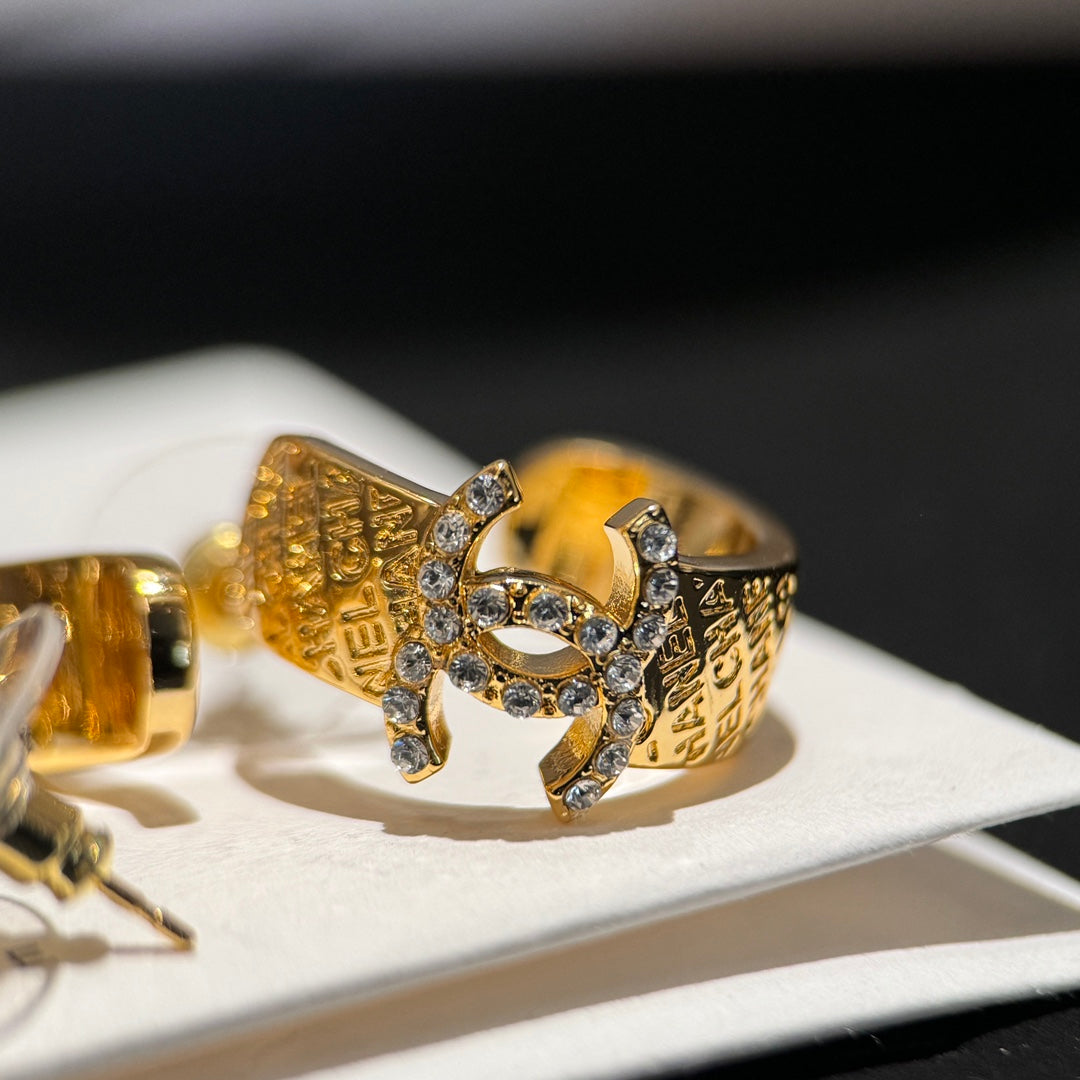 gold diamond studded c shaped earrings ehc69