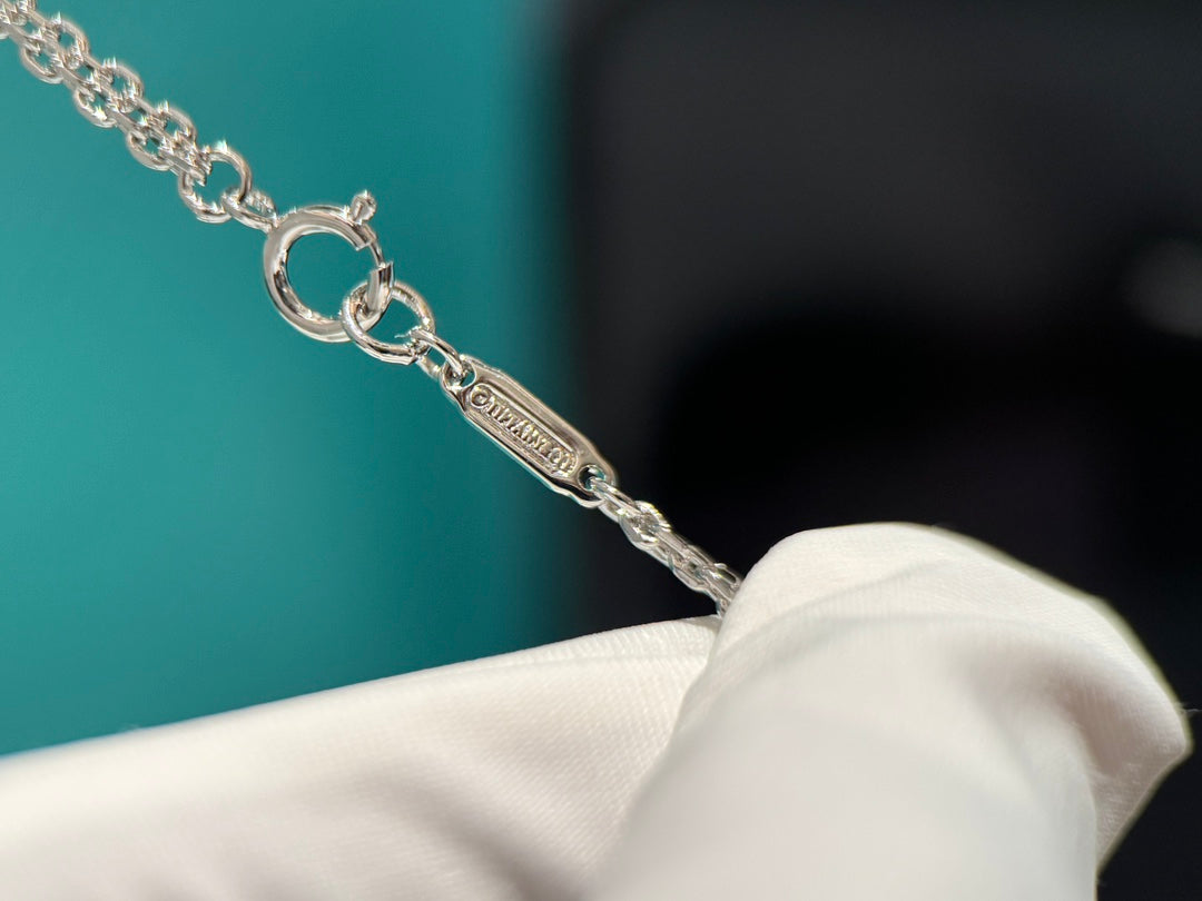 18k platinum double chain ring light gold necklace xlc81