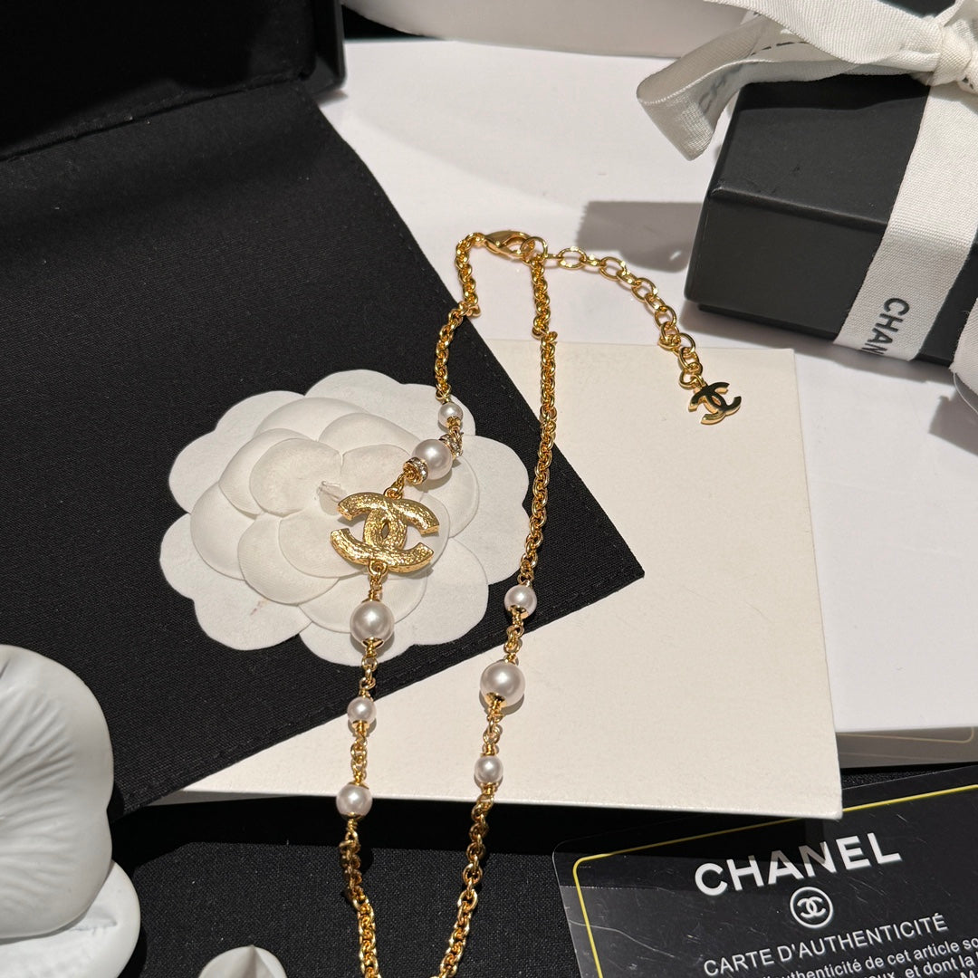 black gold border enamel drop glue pearl necklace xlc66